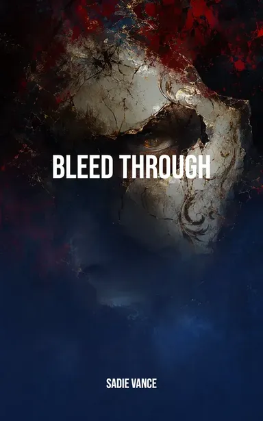 Bleed Through by Sadie Vance: a fractured face dissolving into red and black, the title in condensed white capitals.